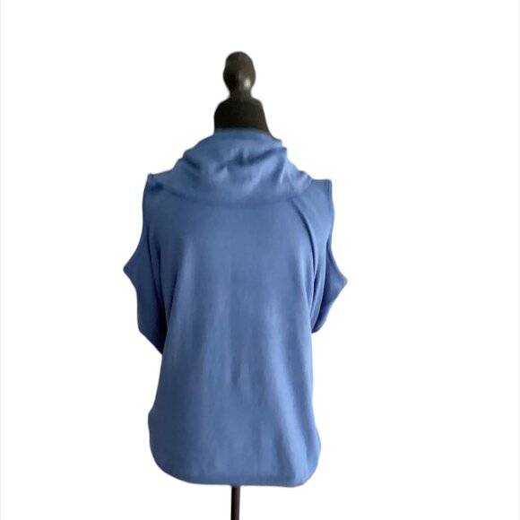 Buffalo David Bitton Women's Cold Shoulder Cowl Neck Top LG Blue 90s - Picture 4 of 7